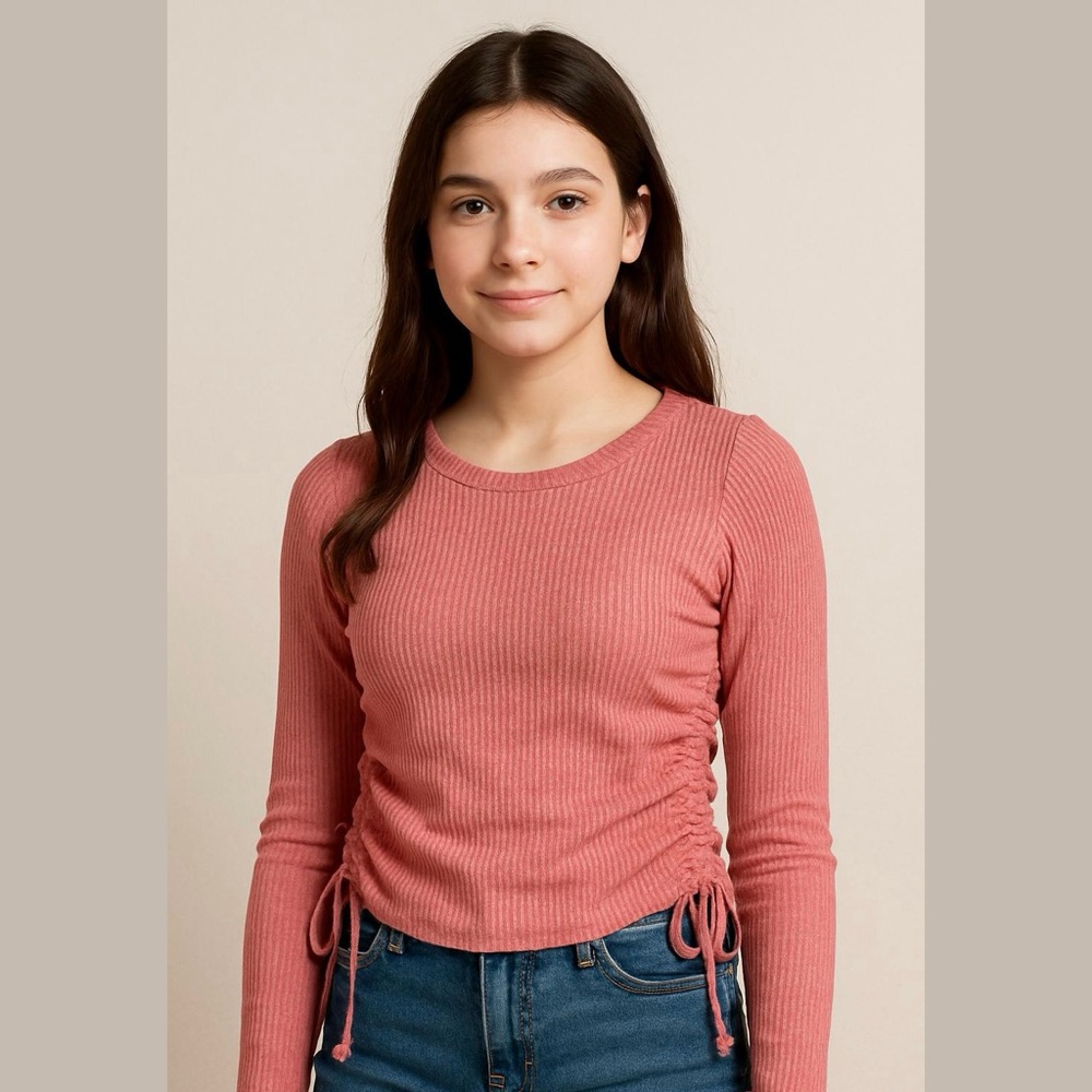 Art Class• Girls Pink Ribbed Cozy Side Tie Long Sleeve Top NWT M(7/8)